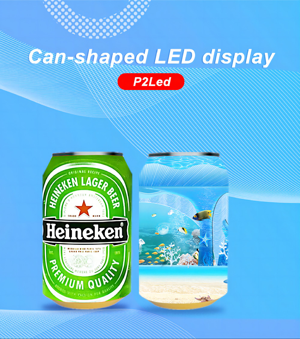 Display de LED em forma de garrafa de cerveja HD P2 Display de vídeo Pop Canes Display de LED Flexível